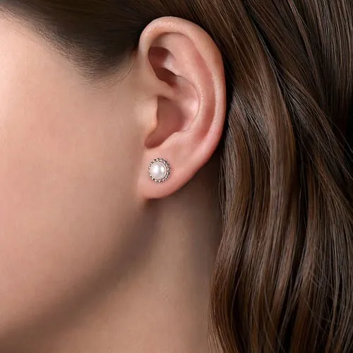 Sterling Silver Bujukan Pearl Stud Earrings