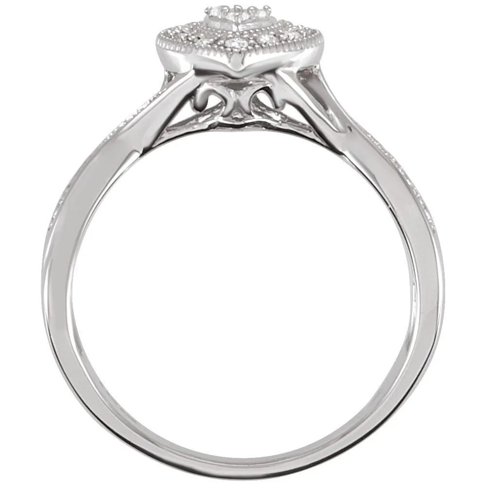 Sterling Silver Cubic Zirconia Heart Ring Size 8