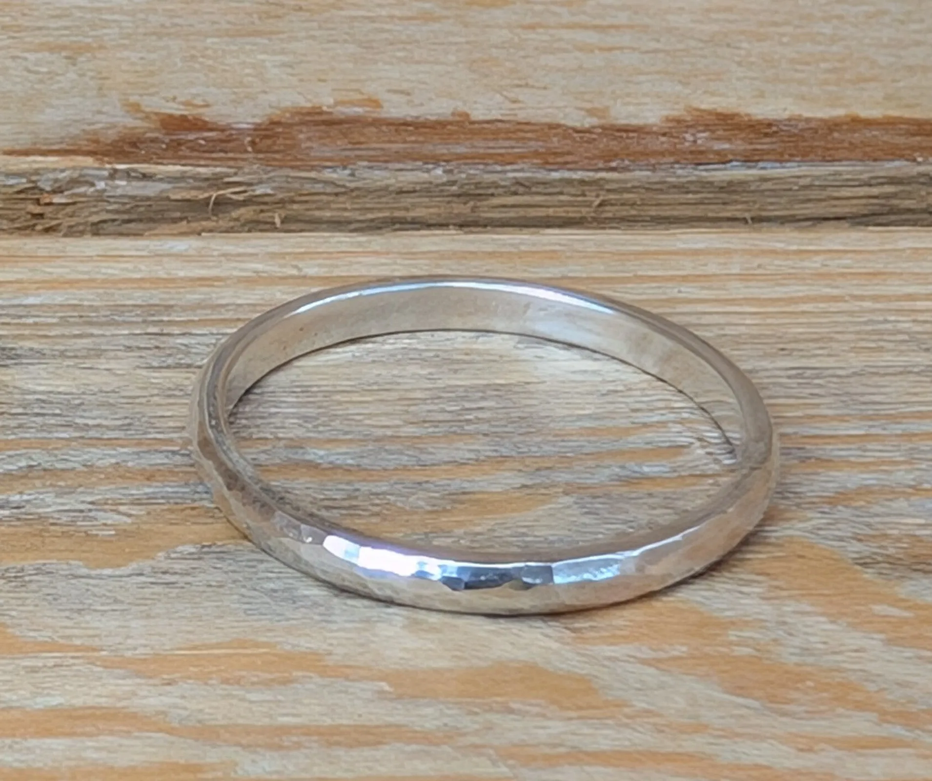 sterling silver curved hammered stacking ring