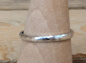 sterling silver curved hammered stacking ring