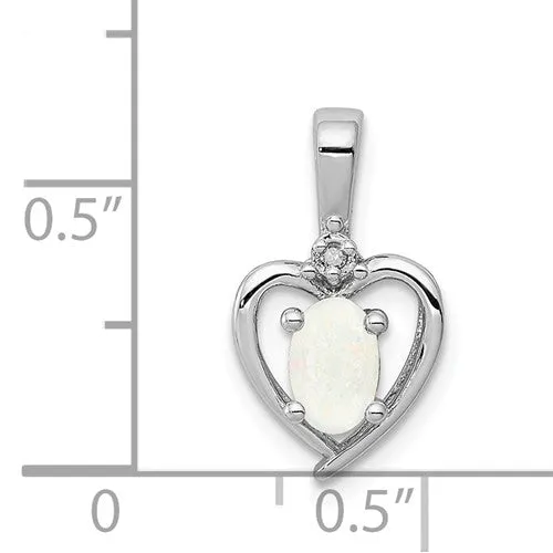 Sterling Silver Gemstone and Diamond Heart Pendants