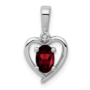 Sterling Silver Gemstone and Diamond Heart Pendants
