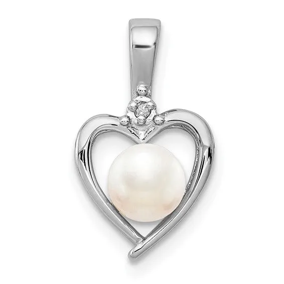 Sterling Silver Gemstone and Diamond Heart Pendants