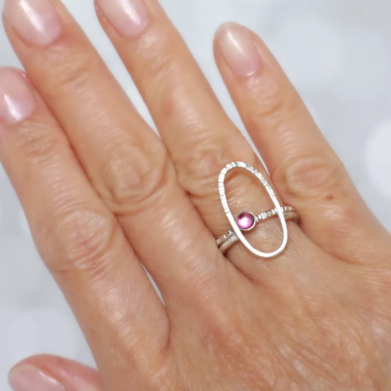 Sterling Silver Geometric Stackable Ring - OVAL - Ring Jacket