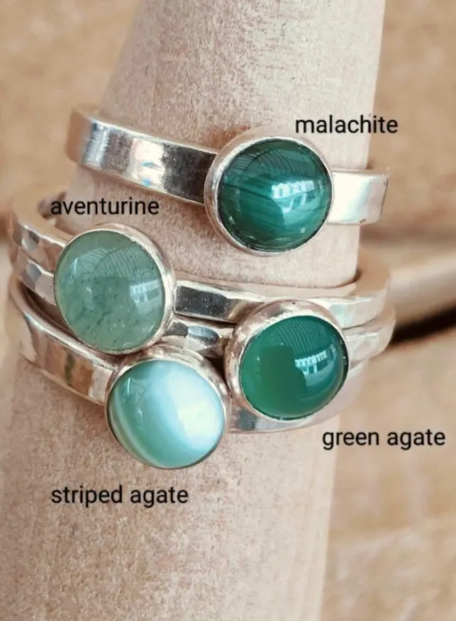 sterling silver green agate ring