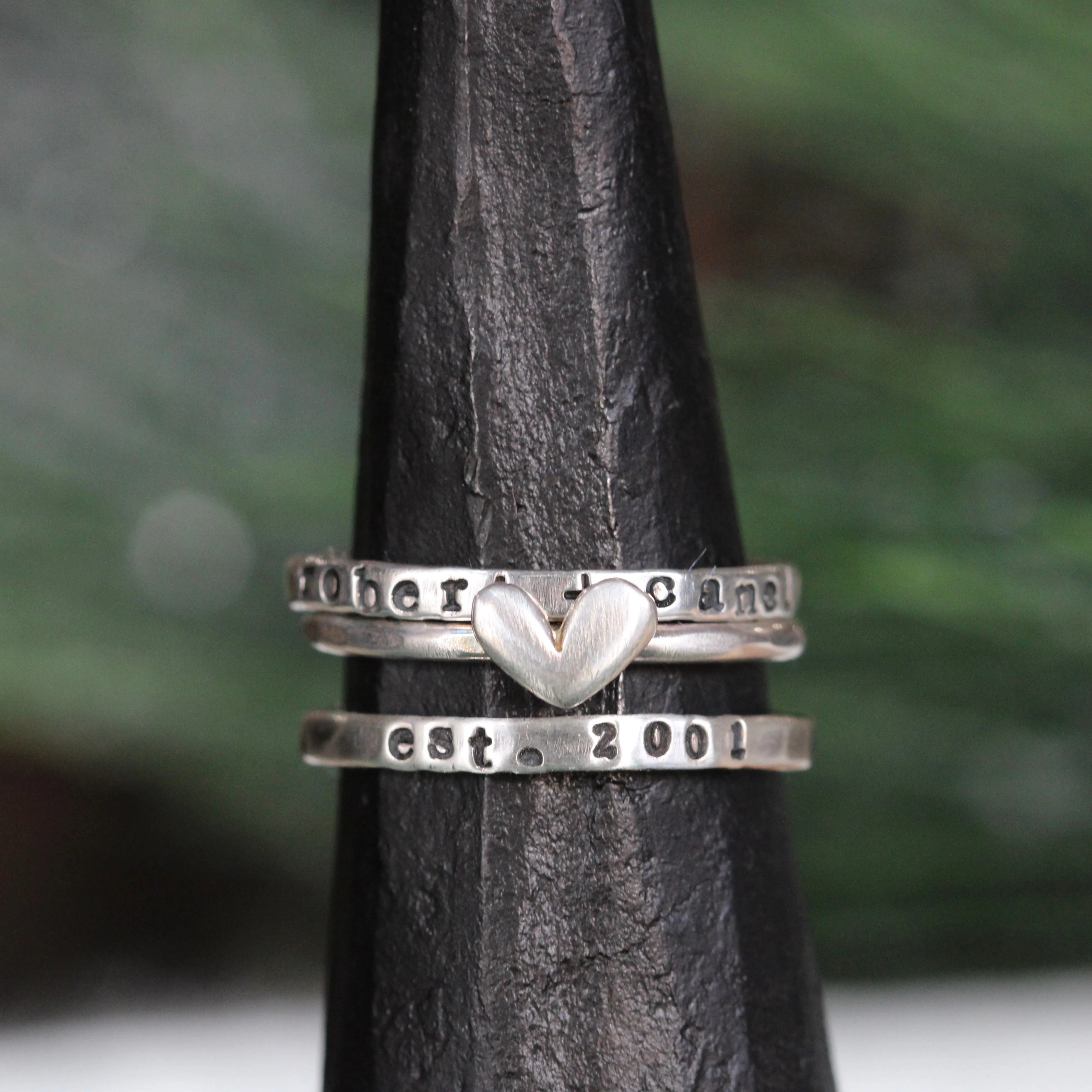 sterling silver heart stacking ring