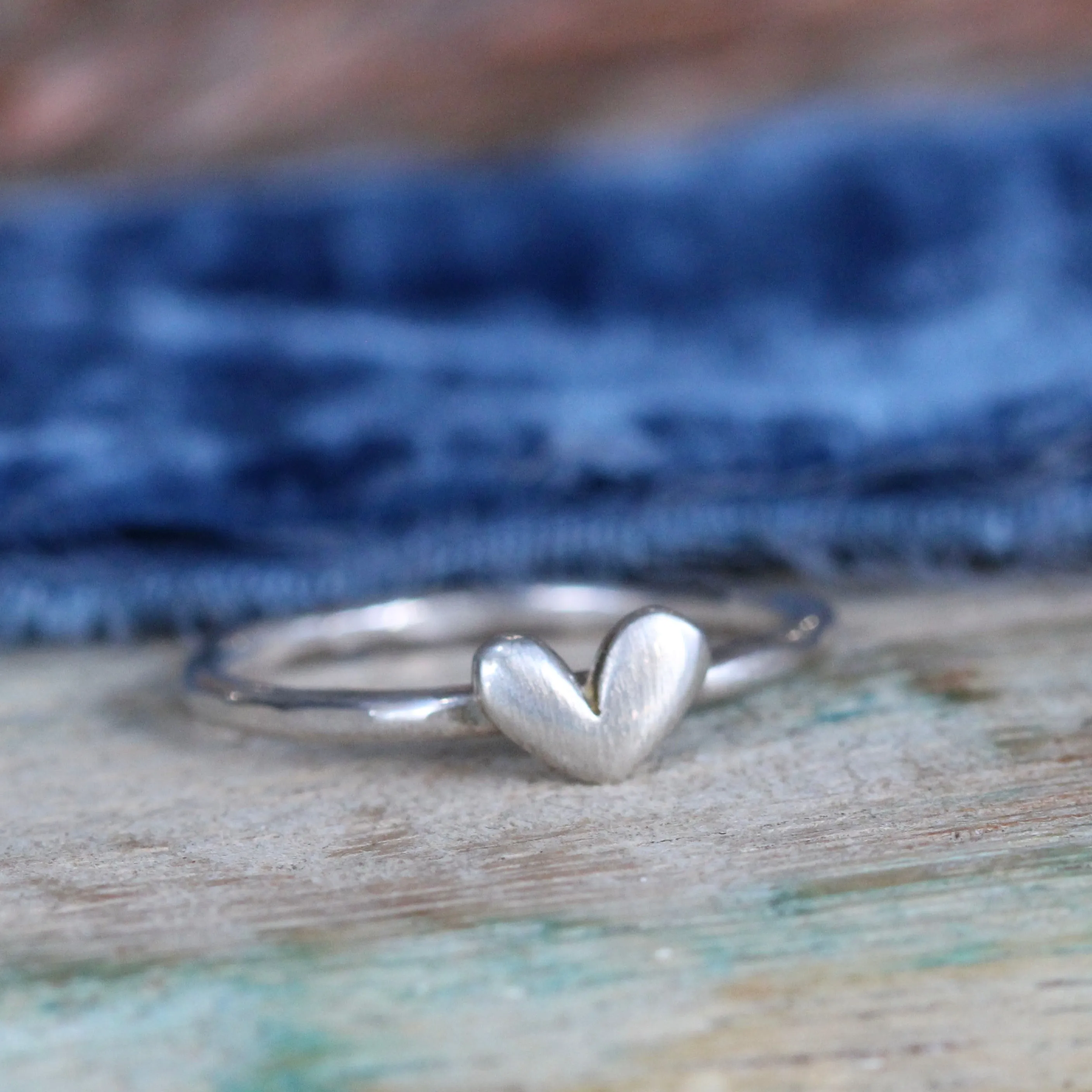 sterling silver heart stacking ring