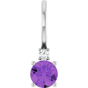 Sterling Silver Natural Amethyst & .015 CT Natural Diamond Charm/Pendant