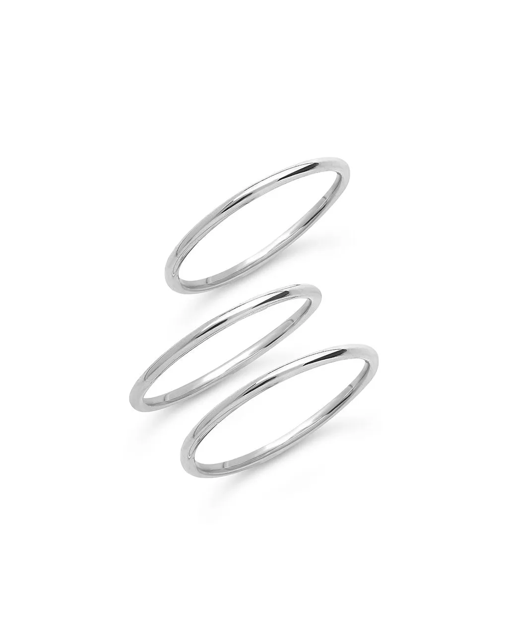 Sterling Silver Polished Band Set of 3