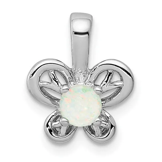 Sterling Silver Round Gemstone Butterfly 11 mm Pendants