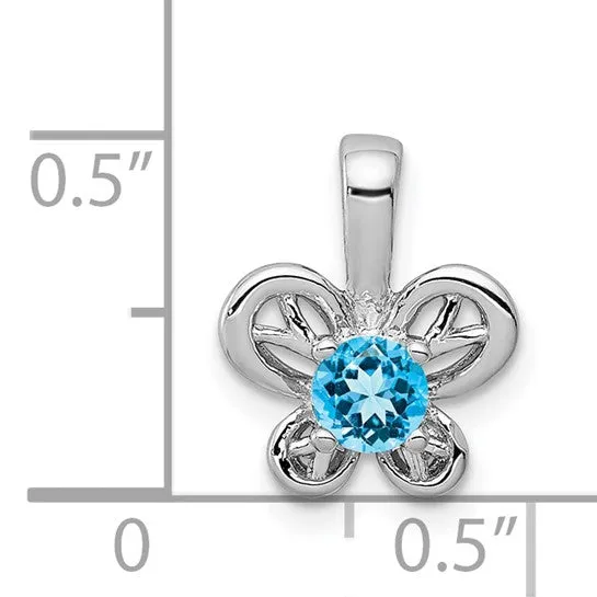 Sterling Silver Round Gemstone Butterfly 11 mm Pendants