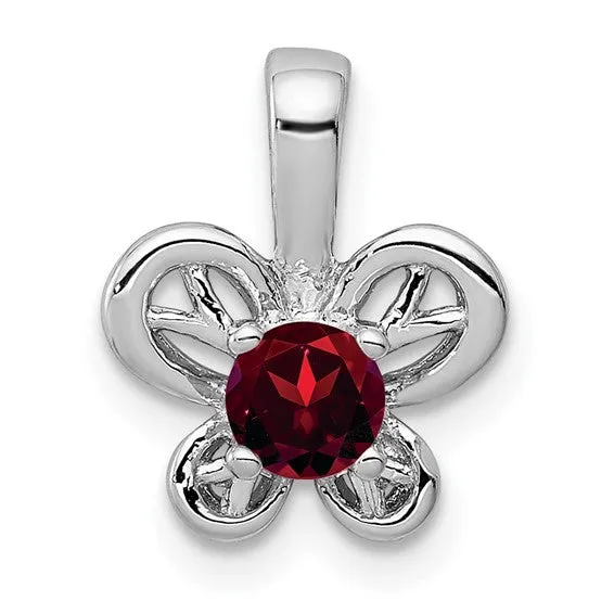 Sterling Silver Round Gemstone Butterfly 11 mm Pendants