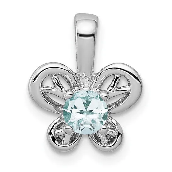 Sterling Silver Round Gemstone Butterfly 11 mm Pendants