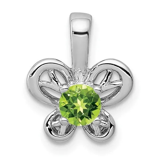 Sterling Silver Round Gemstone Butterfly 11 mm Pendants