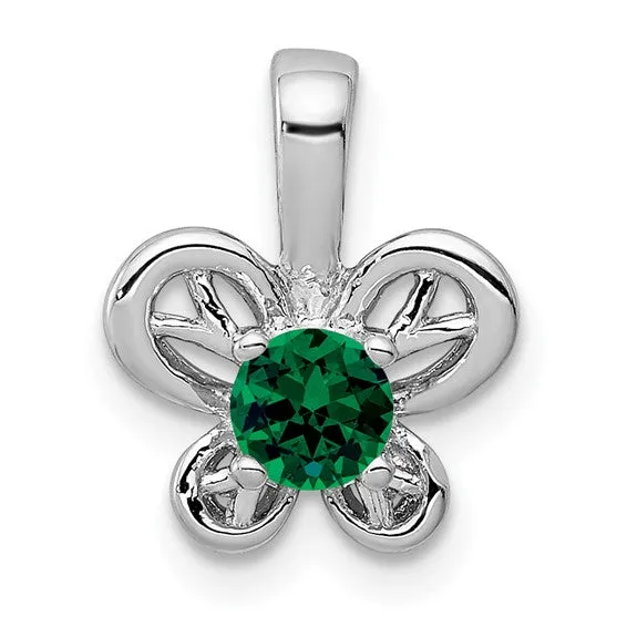 Sterling Silver Round Gemstone Butterfly 11 mm Pendants