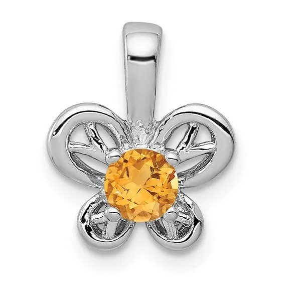 Sterling Silver Round Gemstone Butterfly 11 mm Pendants