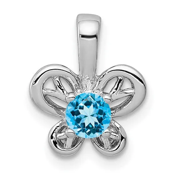 Sterling Silver Round Gemstone Butterfly 11 mm Pendants