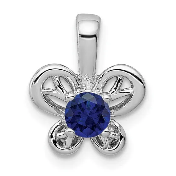 Sterling Silver Round Gemstone Butterfly 11 mm Pendants