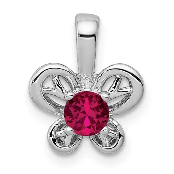 Sterling Silver Round Gemstone Butterfly 11 mm Pendants
