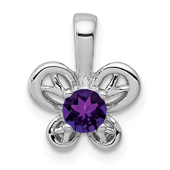 Sterling Silver Round Gemstone Butterfly 11 mm Pendants