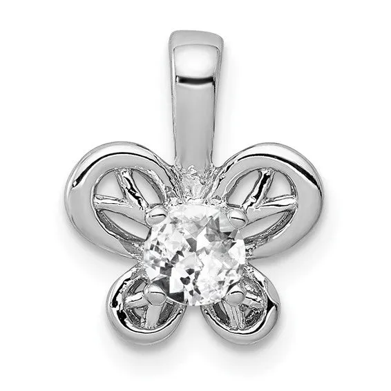 Sterling Silver Round Gemstone Butterfly 11 mm Pendants