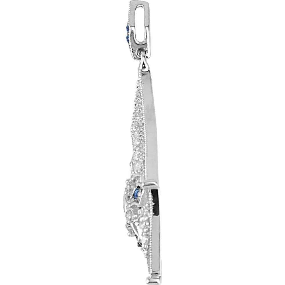 Sterling Silver Sapphire & 1/5 CTW Diamond Pendant