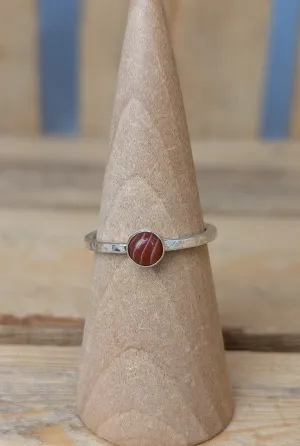 sterling silver striped carnelian stacking ring
