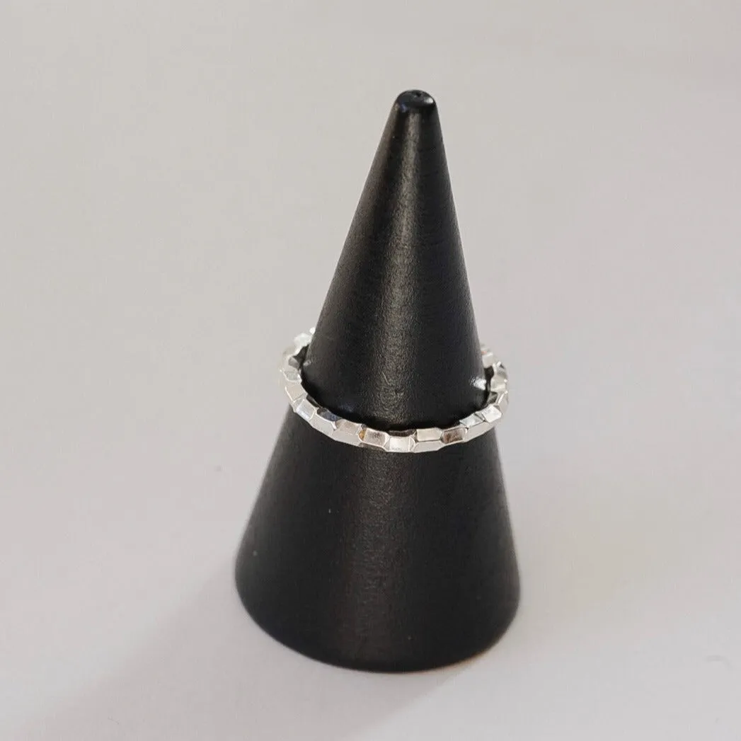 Sterling Silver Thick Faceted Stacking Ring