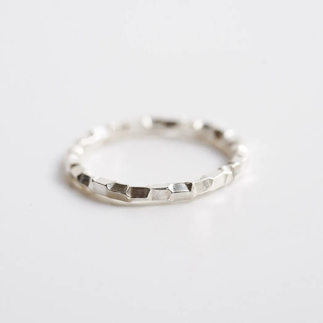 Sterling Silver Thick Faceted Stacking Ring