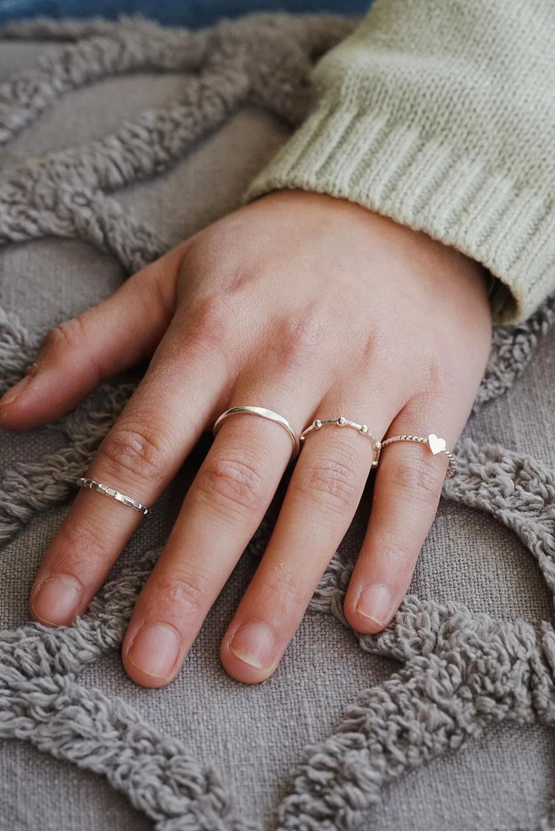 Sterling Silver Thick Faceted Stacking Ring