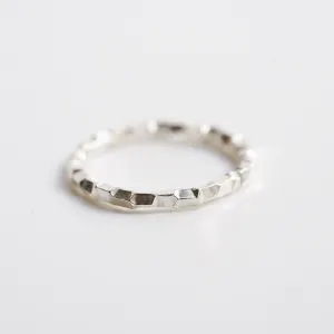 Sterling Silver Thick Faceted Stacking Ring