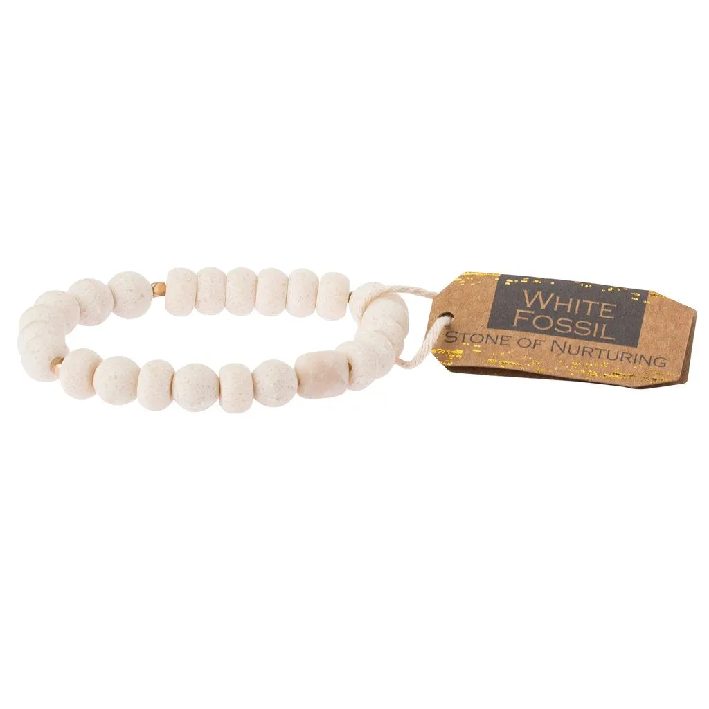 Stone Stacking Bracelet: White Fossil