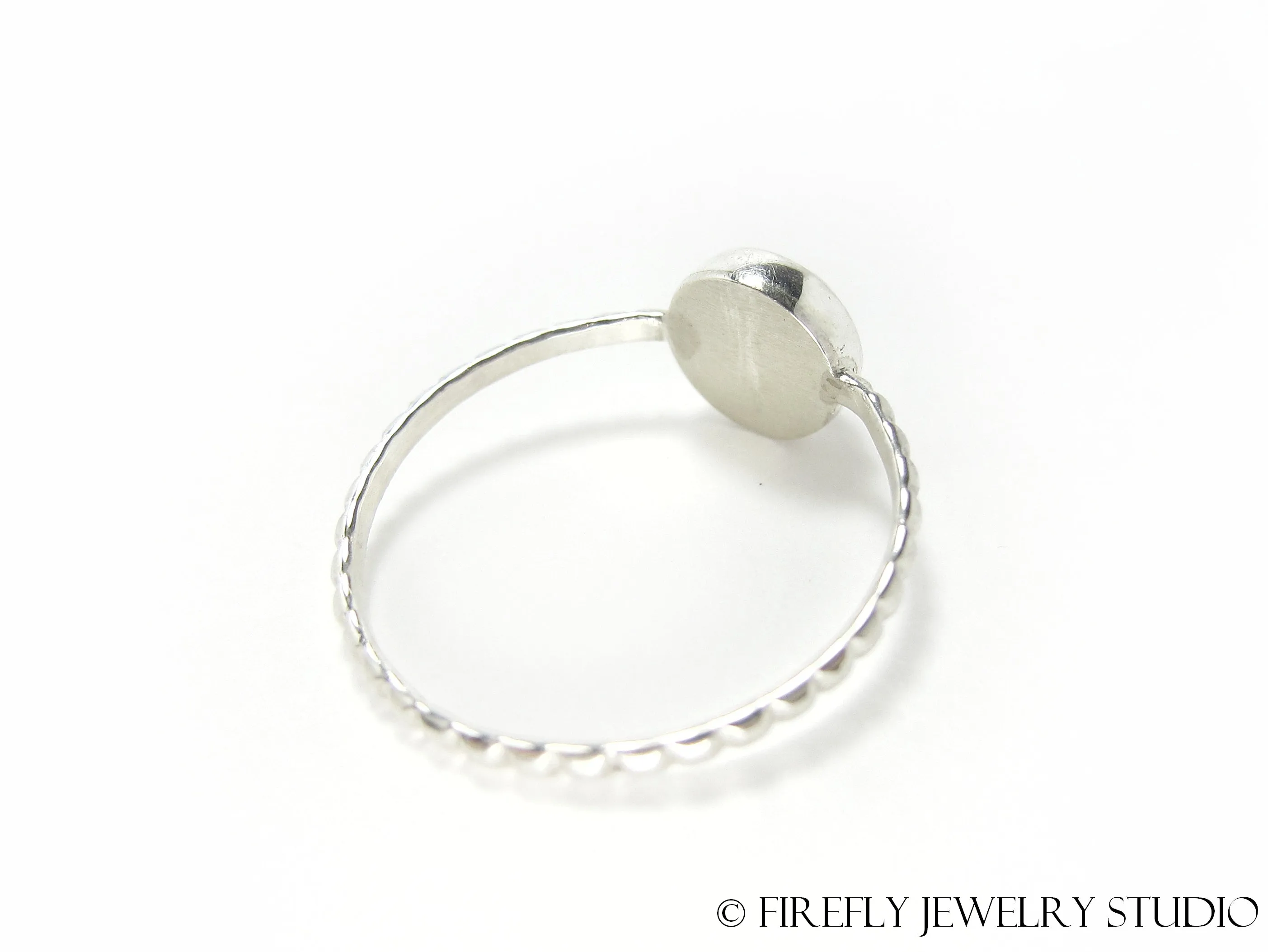 Strawberry Sunstone Solitaire Stacking Ring. Size 8