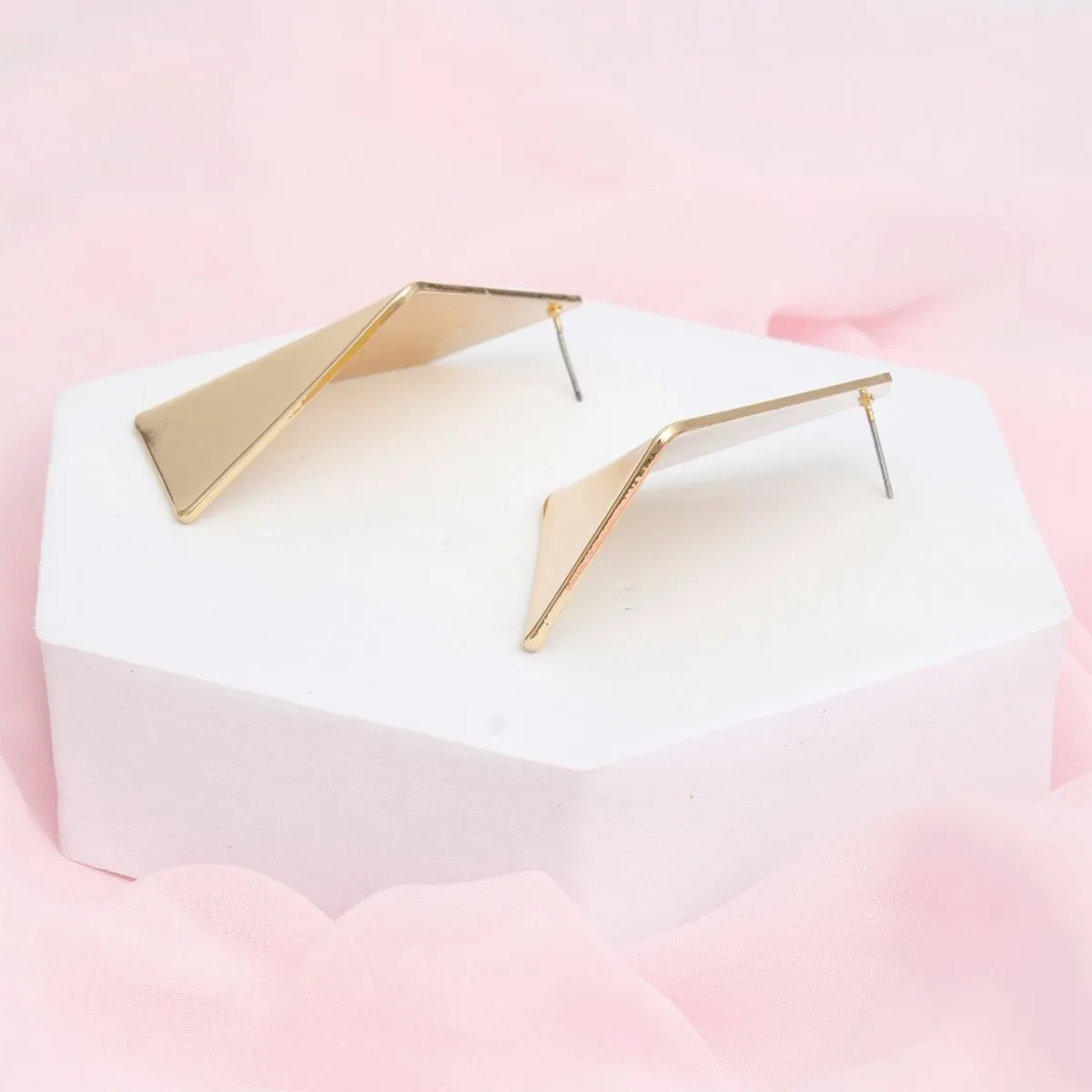 Stud Gold Geometric Bent Earrings for Women