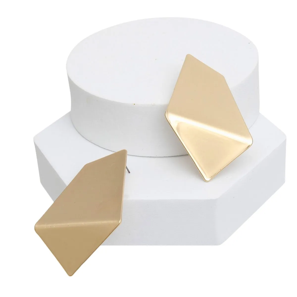 Stud Gold Geometric Bent Earrings for Women