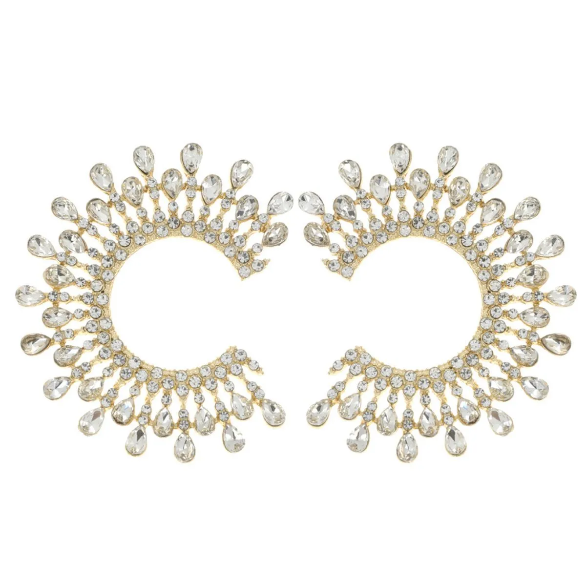 Stud Medium Gold C Shape Stone Earrings for Women - Perfect for Wedding / Formal