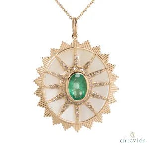 Sui-Generis Oval Emerlad & MOP Pendant