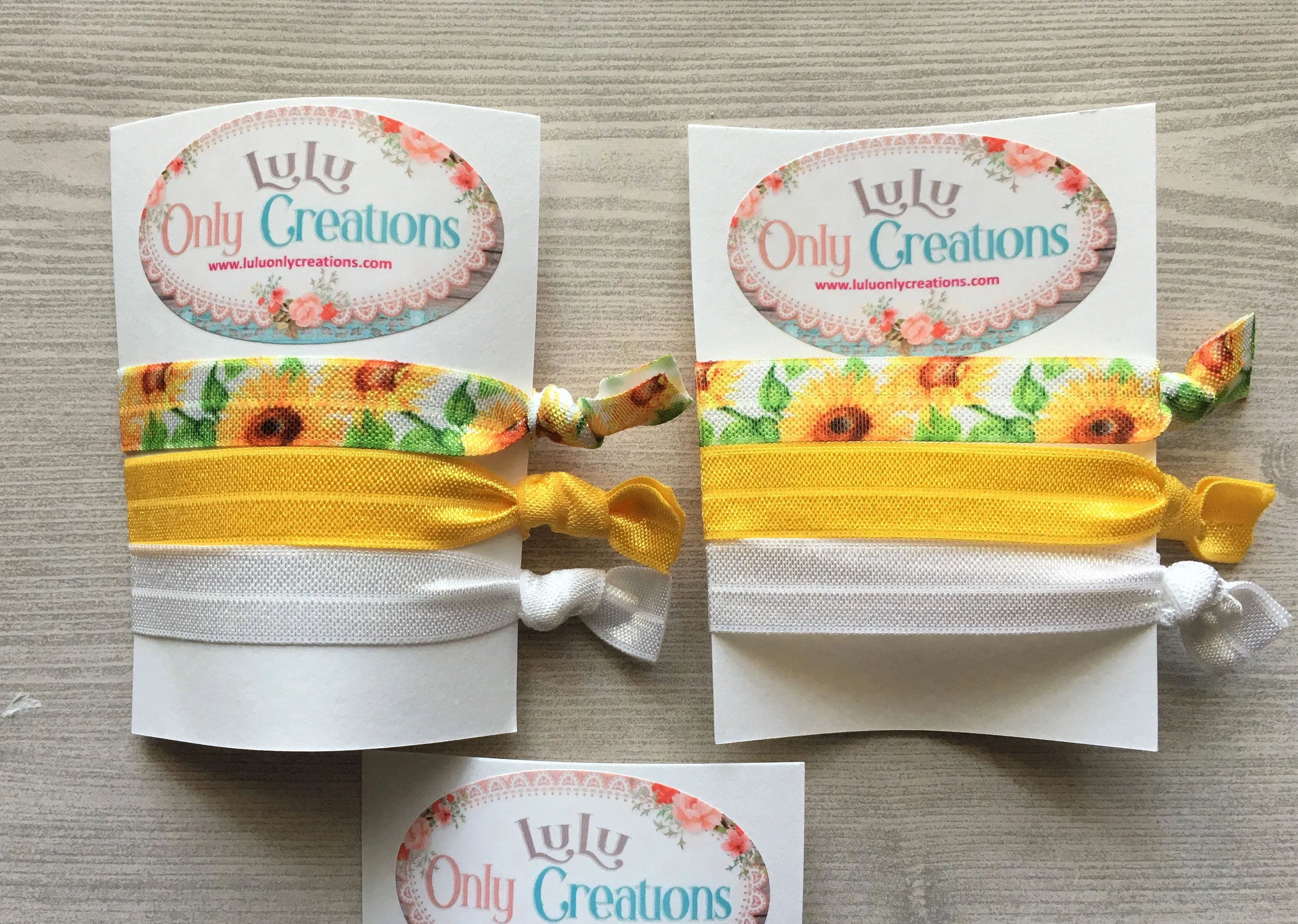 Sunflower Hair Ties, Set of 3 Cards