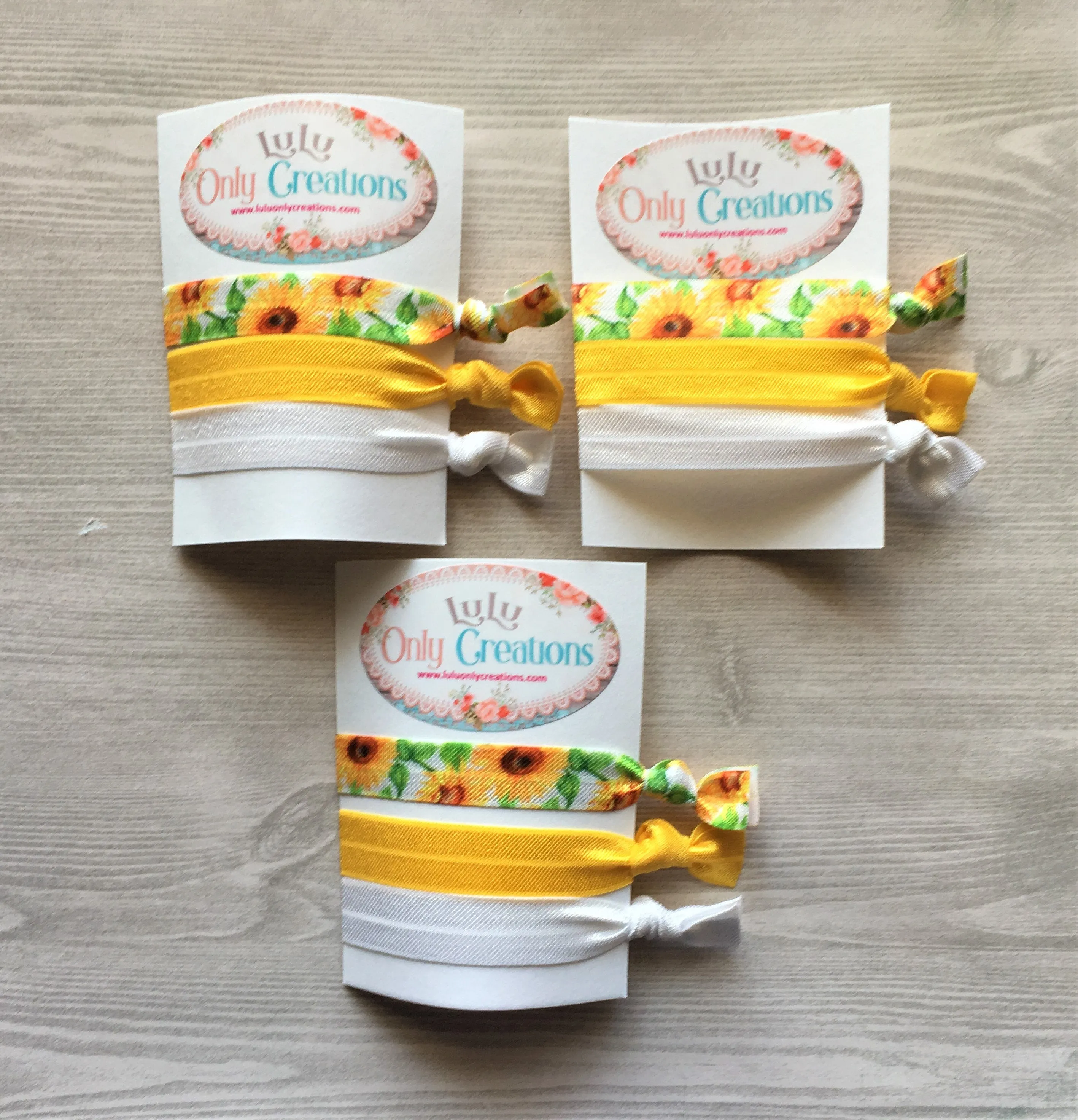 Sunflower Hair Ties, Set of 3 Cards