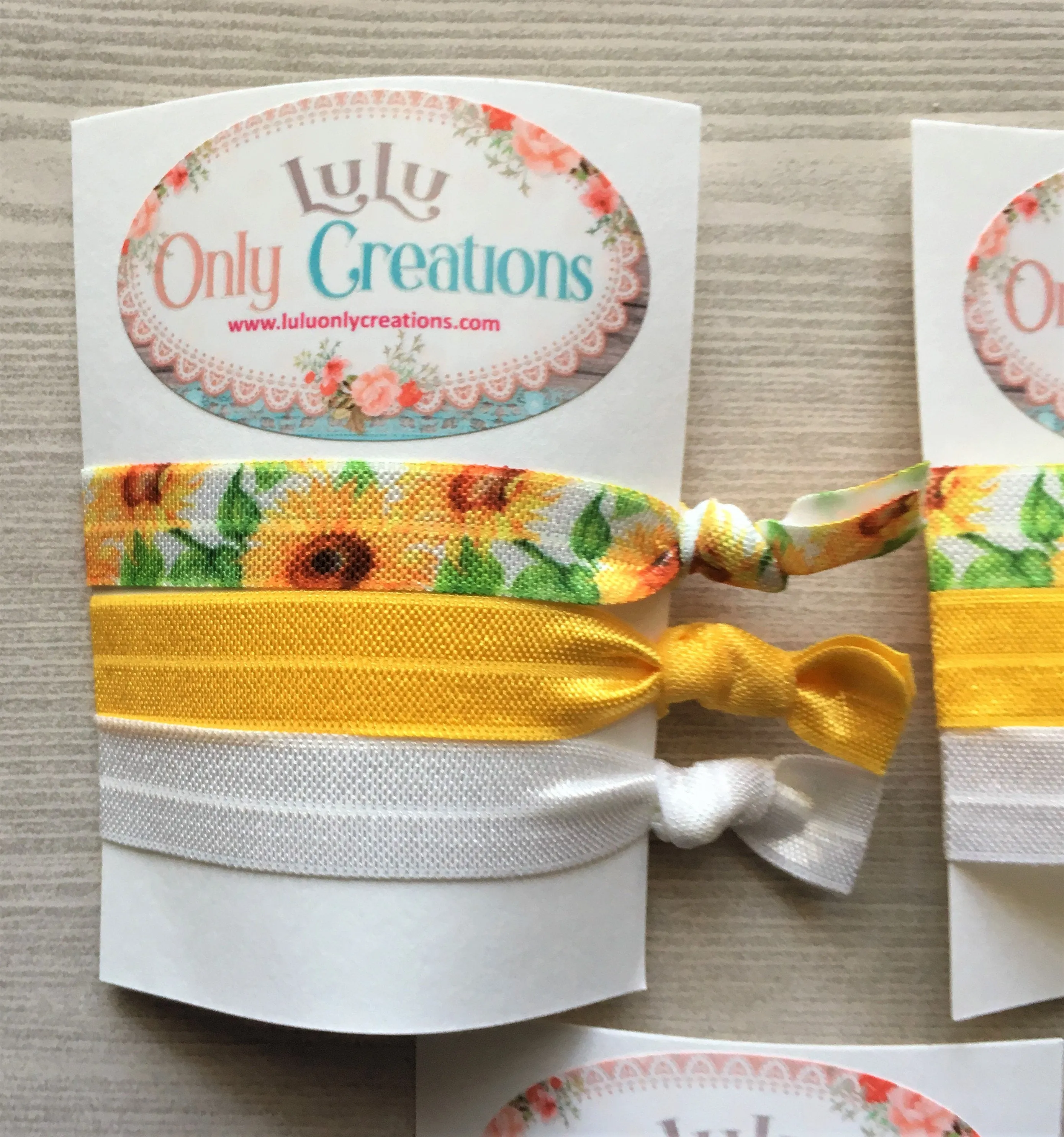 Sunflower Hair Ties, Set of 3 Cards