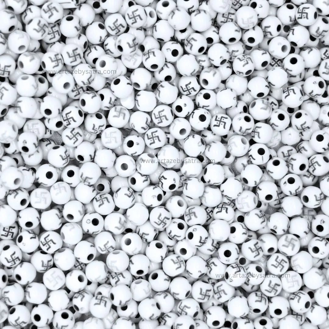 Swastik Plastic Beads | Size : 6mm | PB06