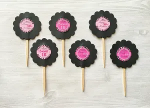 Sweet 16 Cupcake Toppers, Set of 6