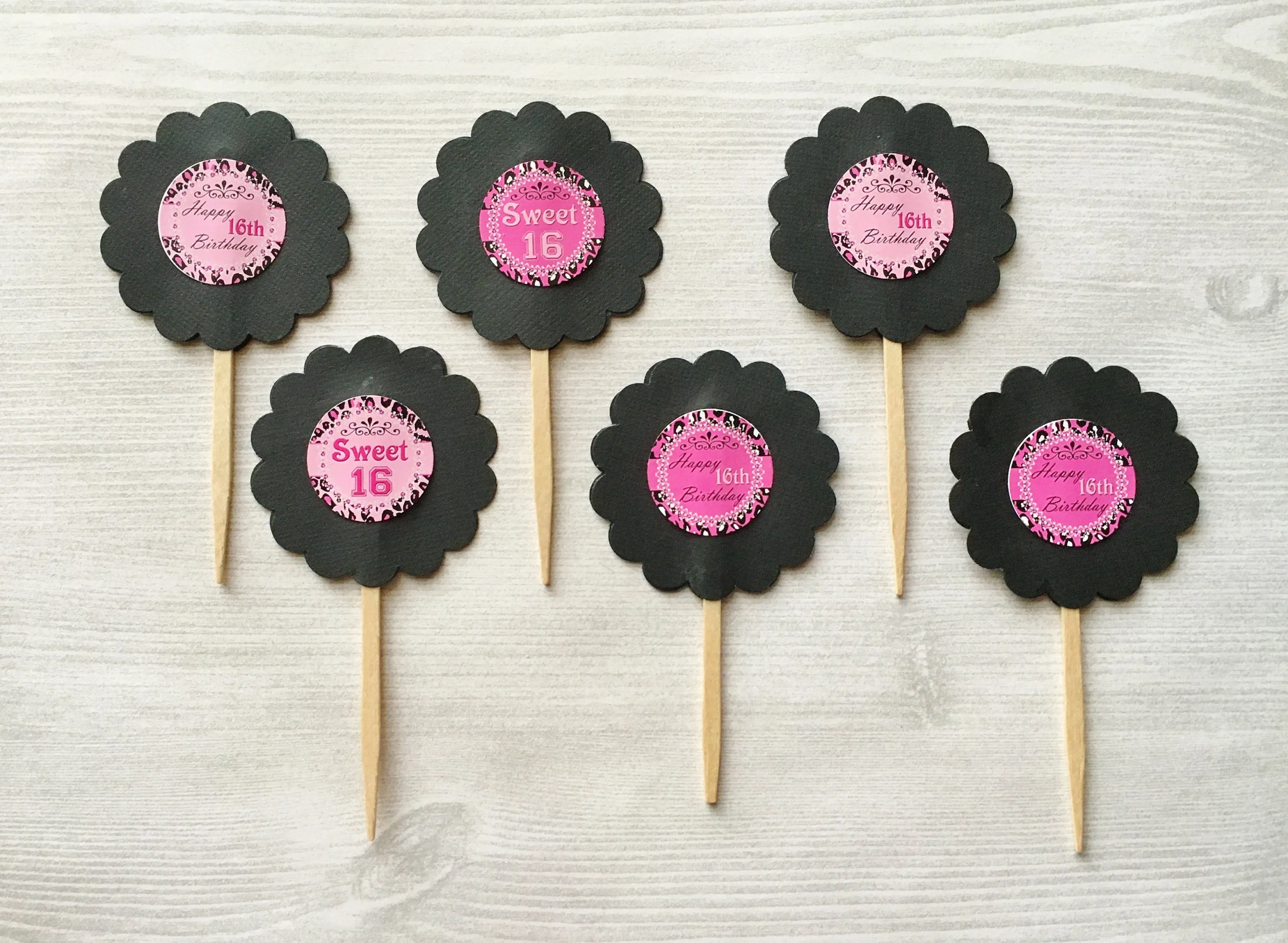 Sweet 16 Cupcake Toppers, Set of 6