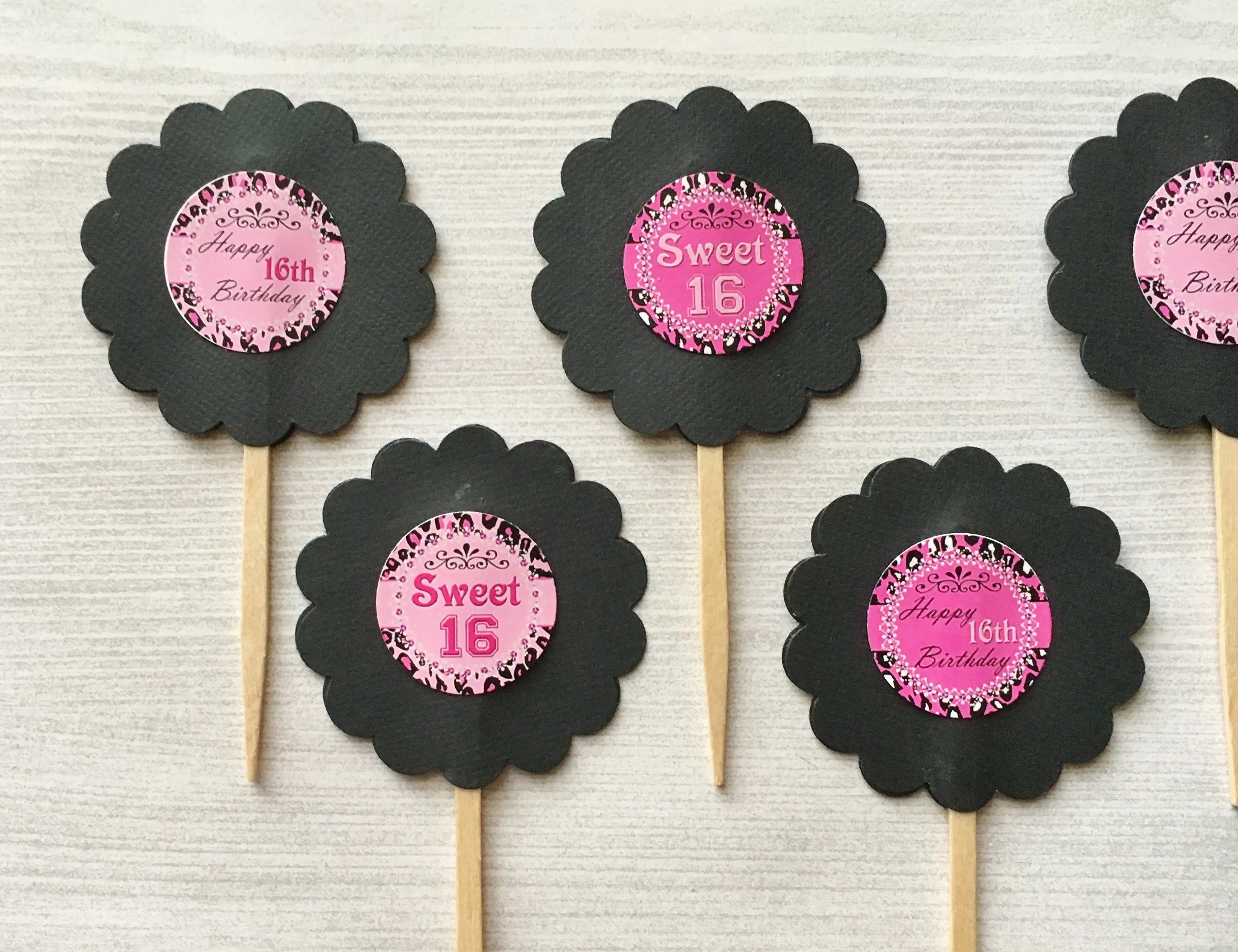 Sweet 16 Cupcake Toppers, Set of 6