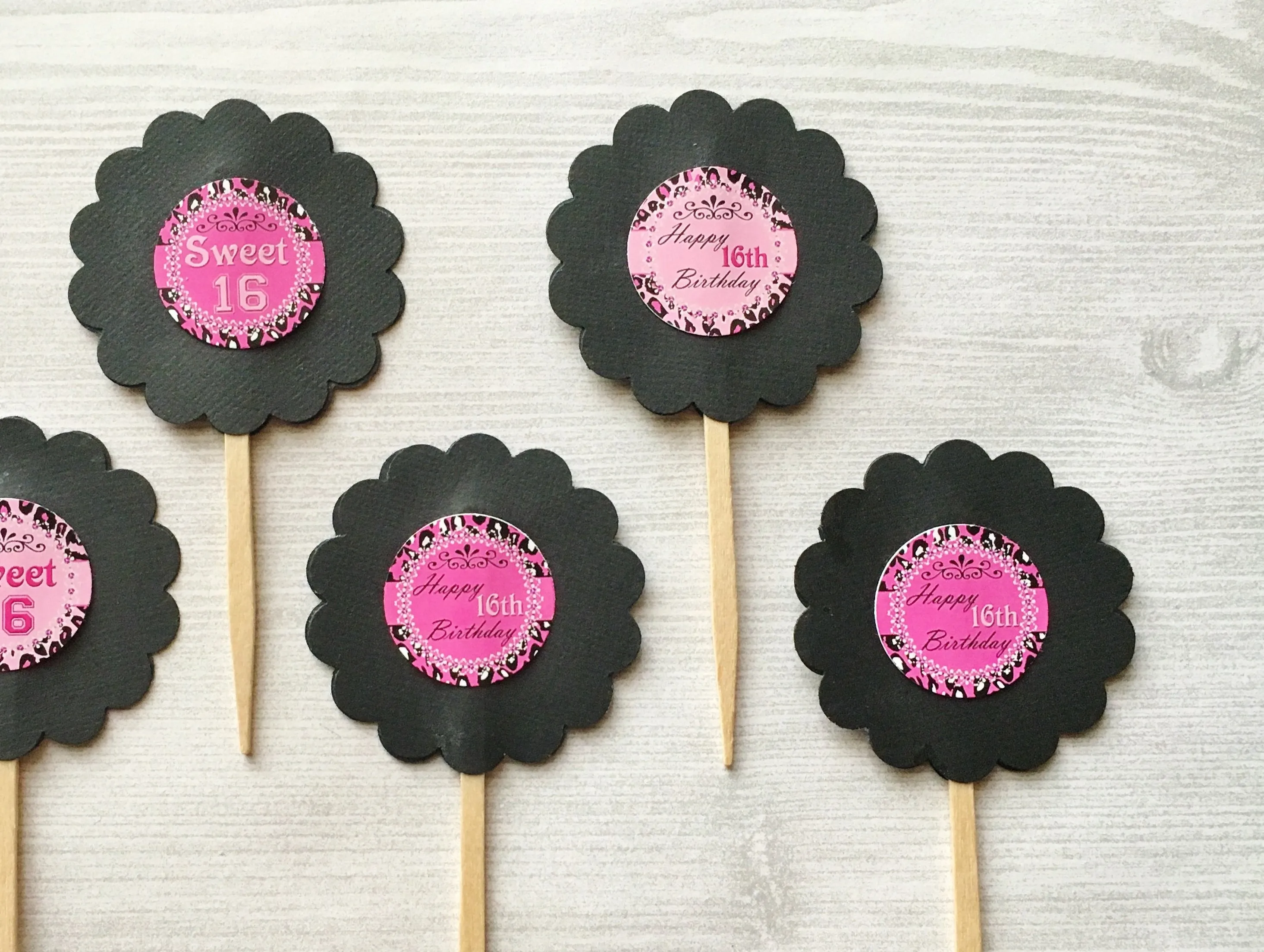 Sweet 16 Cupcake Toppers, Set of 6