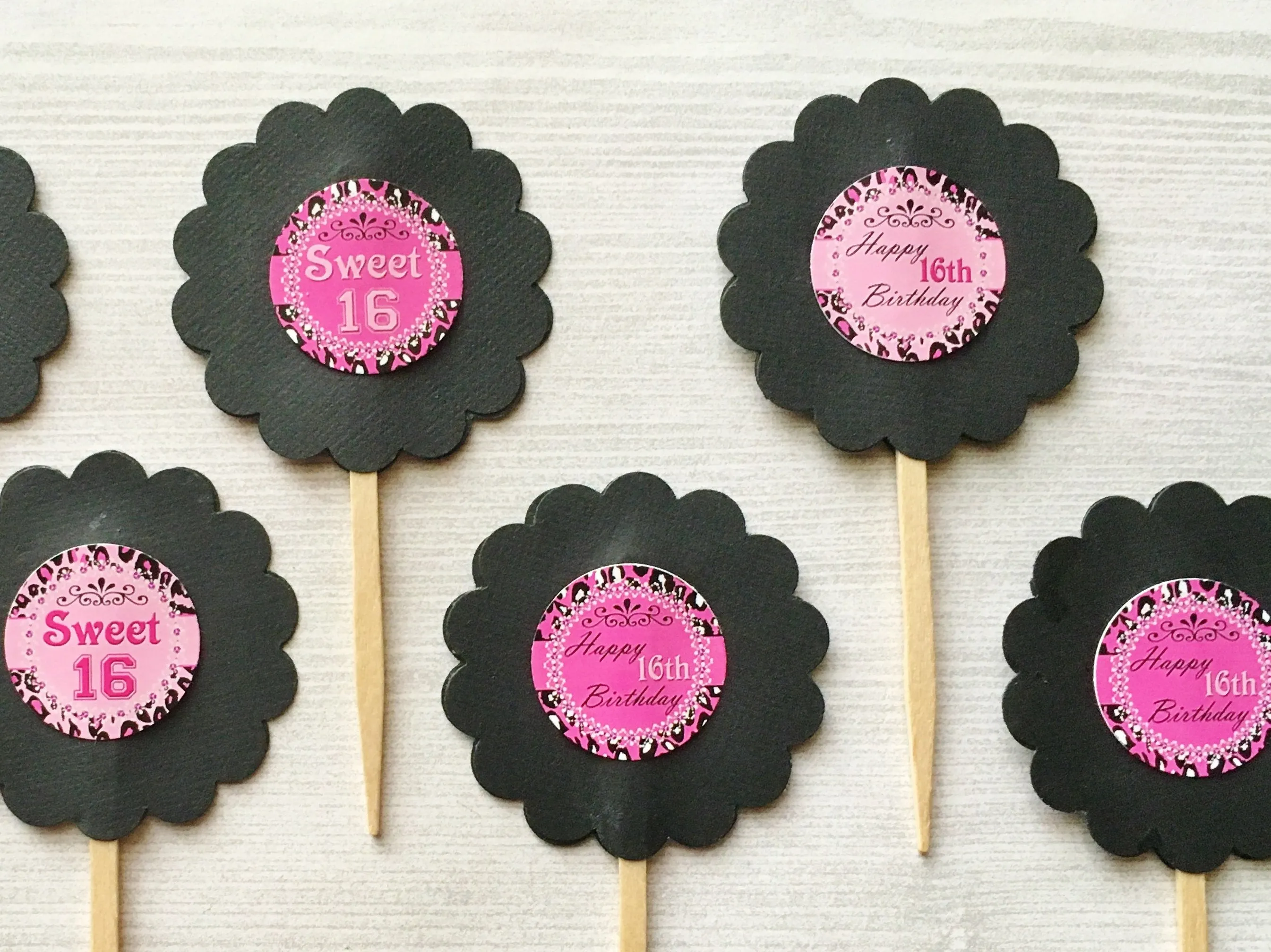 Sweet 16 Cupcake Toppers, Set of 6