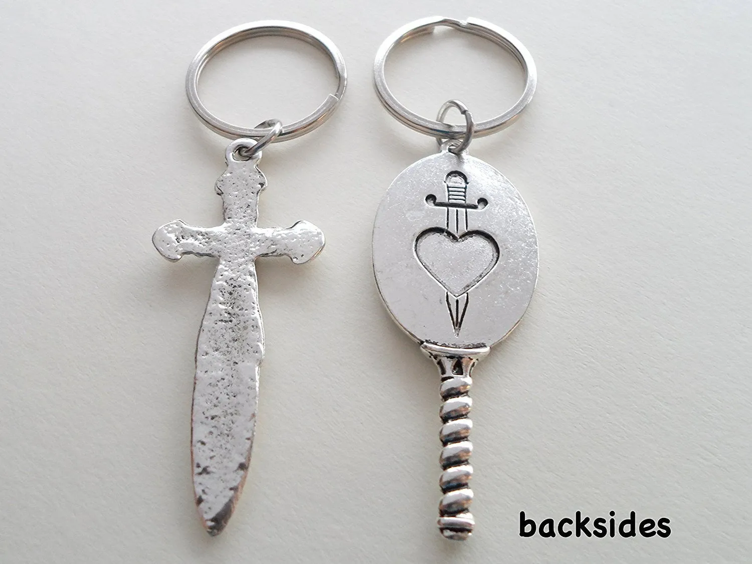 Sword and Mirror Charm Keychain Set - Our Fairytale; Couples Keychain