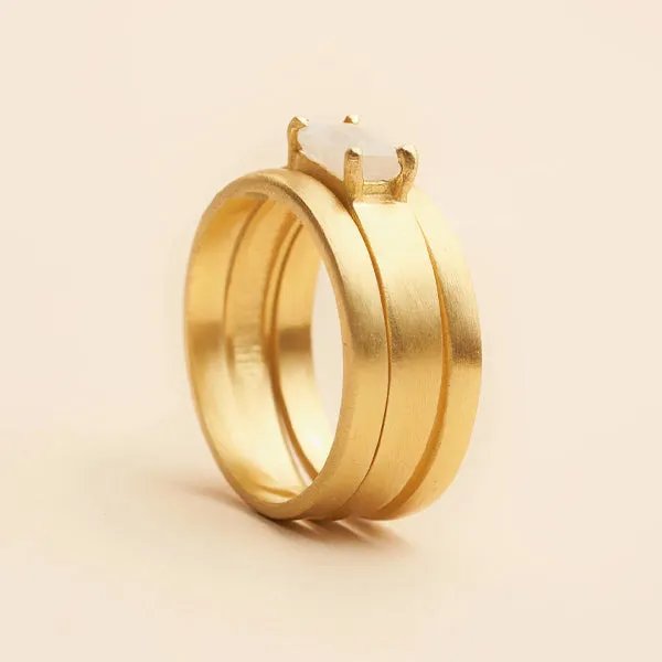 Tami Gold Rings Stacking Three With Rainbow Moonstone