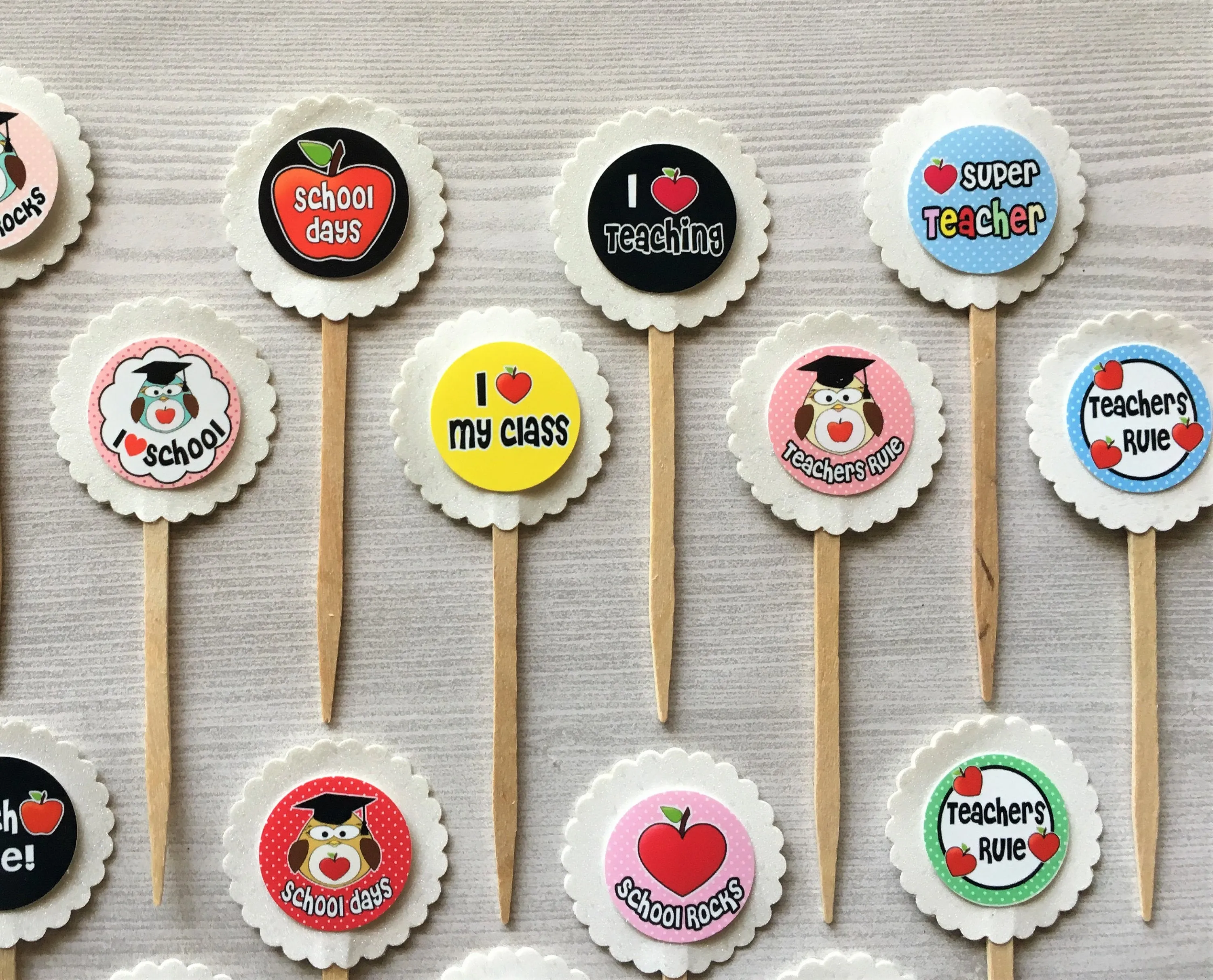 Teacher Appreciation Cupcake Toppers, Set of 15