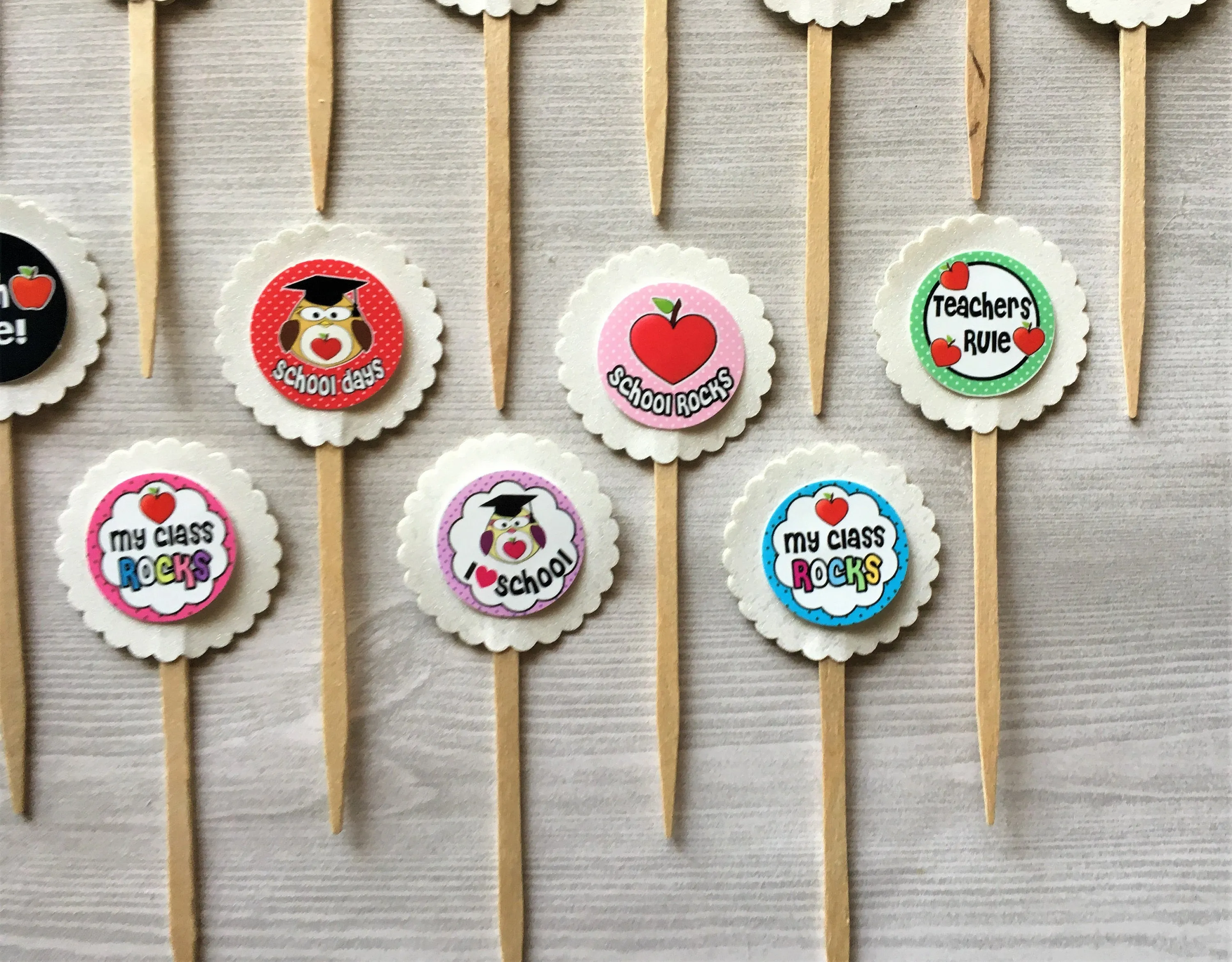 Teacher Appreciation Cupcake Toppers, Set of 15